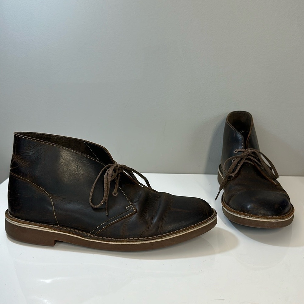Clarks Bushacre 2 Brown Beeswax Leather Chukka Desert Ankle Boots Size 11.5